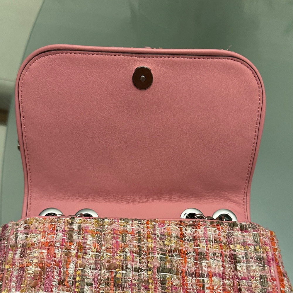 kate spade Pink and Coral Tweed Crossbody Bag with Silver Chain - Picture 10 of 15